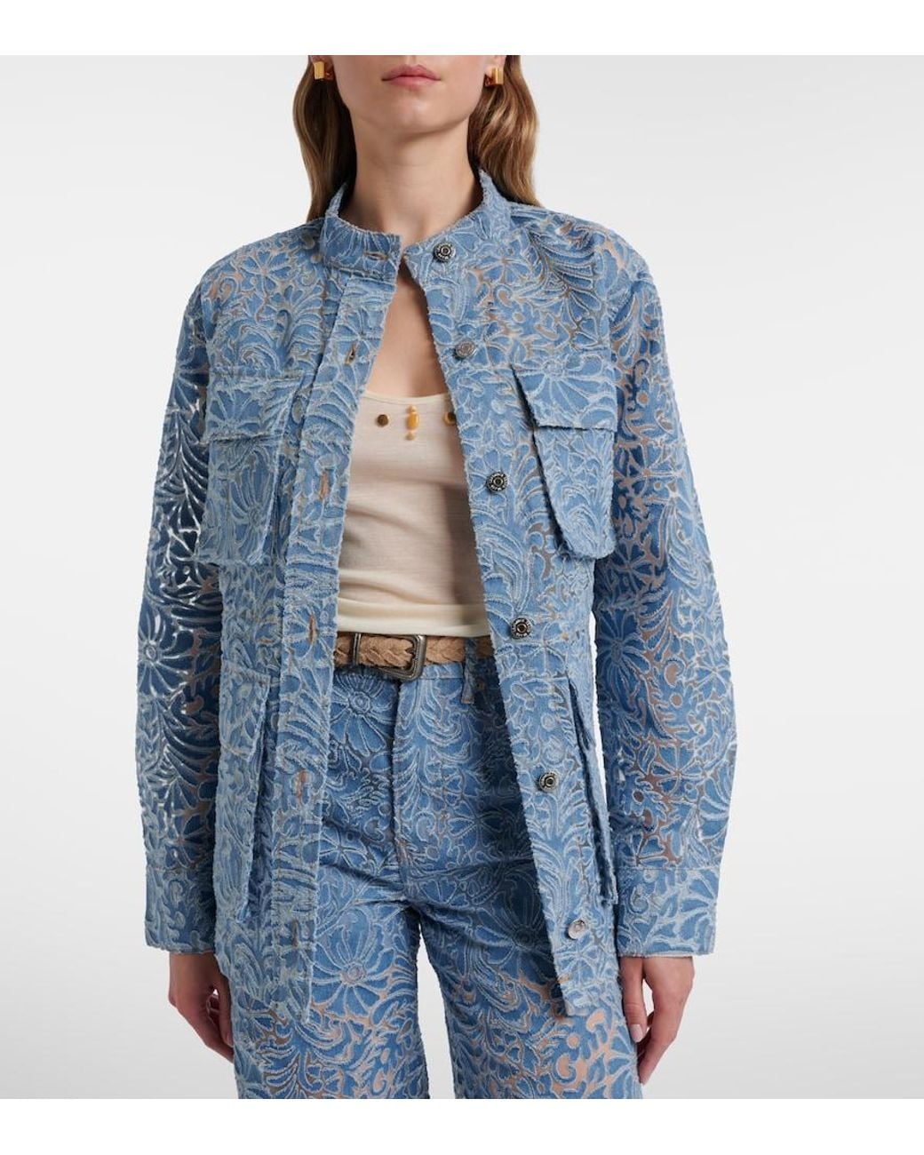 Veronica Beard Blue Lane Floral Denim Jacket