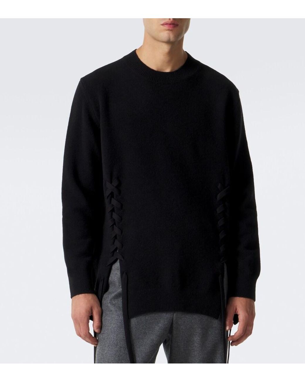 Simone Rocha Black Braided Wool-Blend Sweater for men