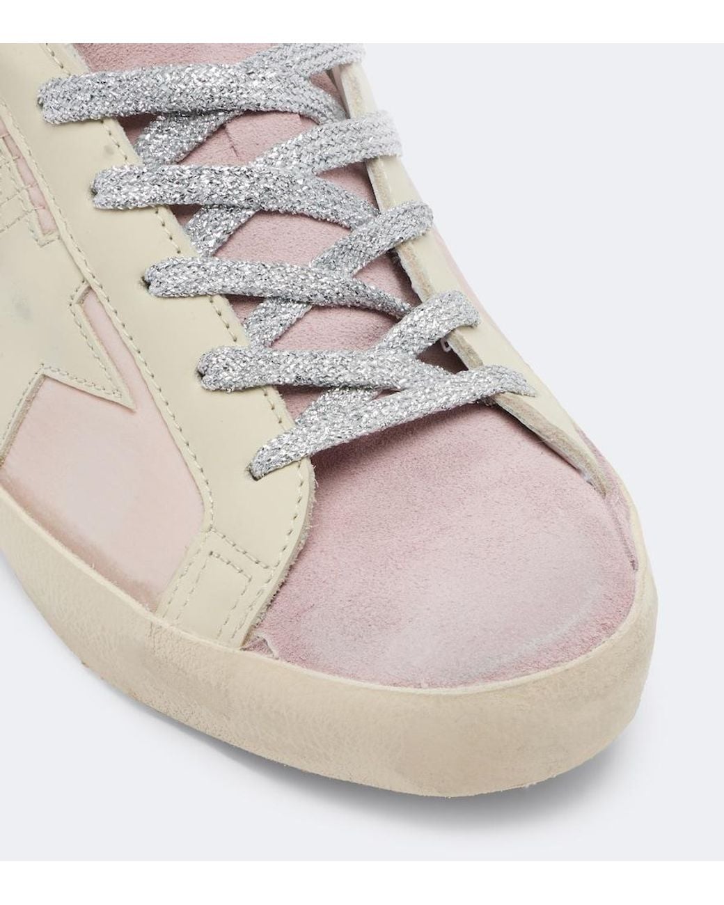 Golden Goose Deluxe Brand Pink Super-Star Leather-Trimmed Sneakers