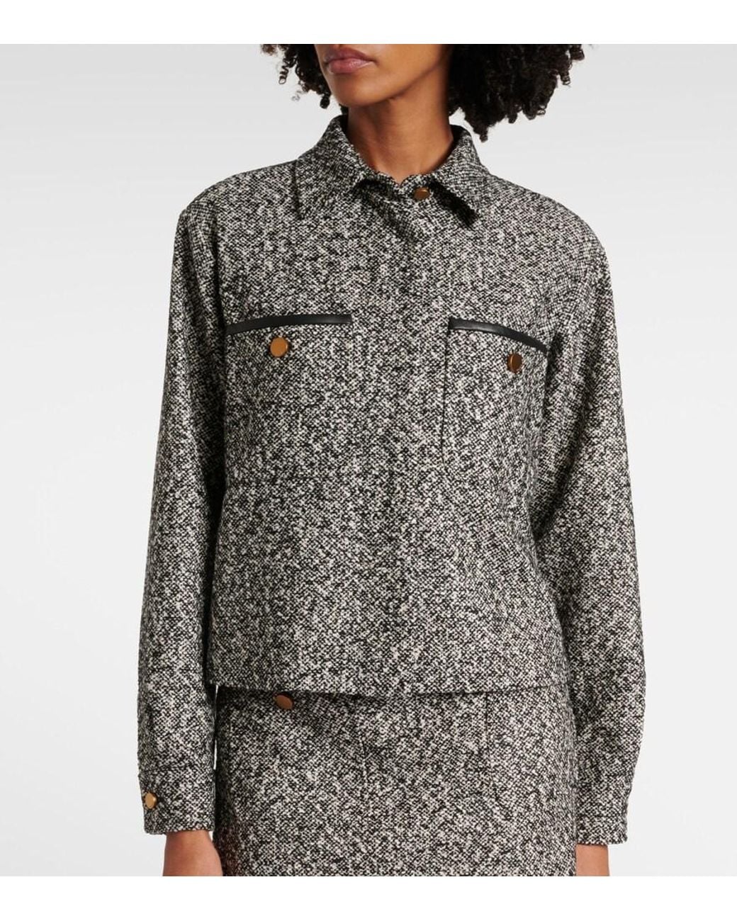 Max Mara Gray Demien Wool-Blend Tweed Jacket