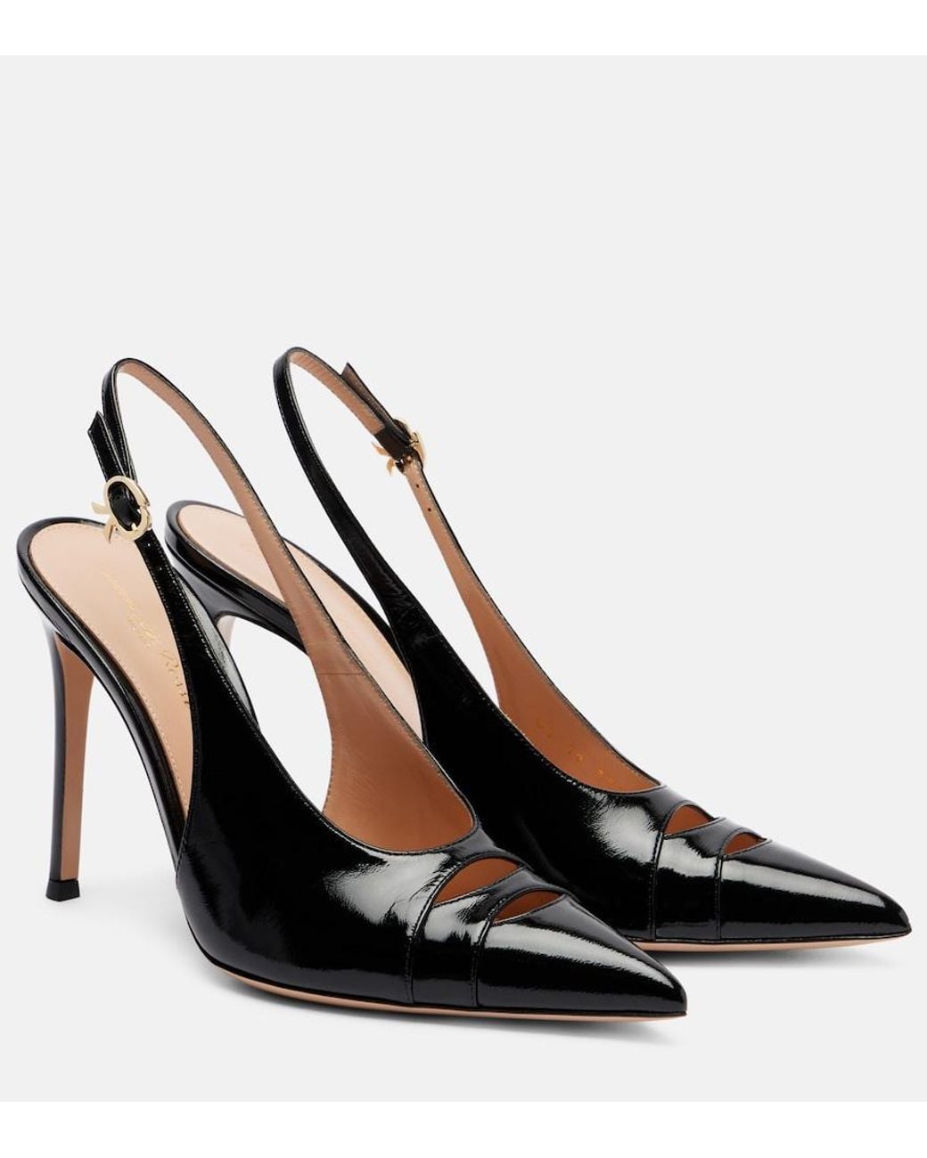 Gianvito Rossi Black Patent Leather Slingback Pumps