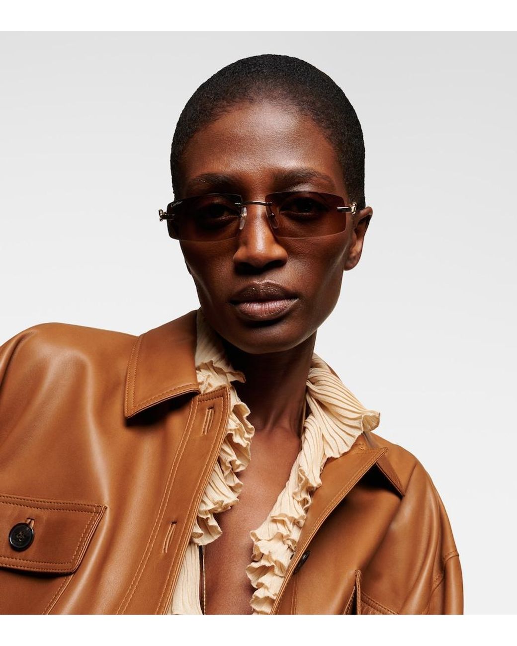 Cartier Natural Panthere De Cartier Rectangular Sunglasses