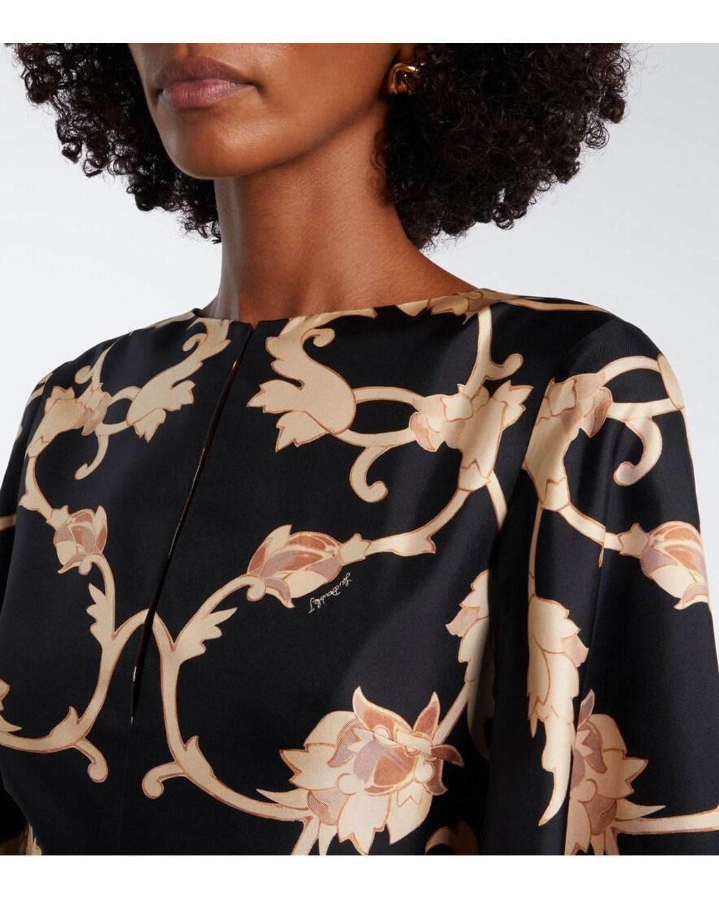LaDoubleJ Black Belle Printed Silk Twill Kaftan