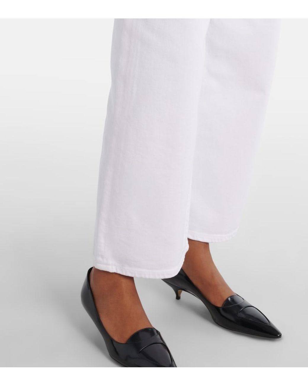 Agolde White Harper Crop Mid-Rise Wide-Leg Jeans