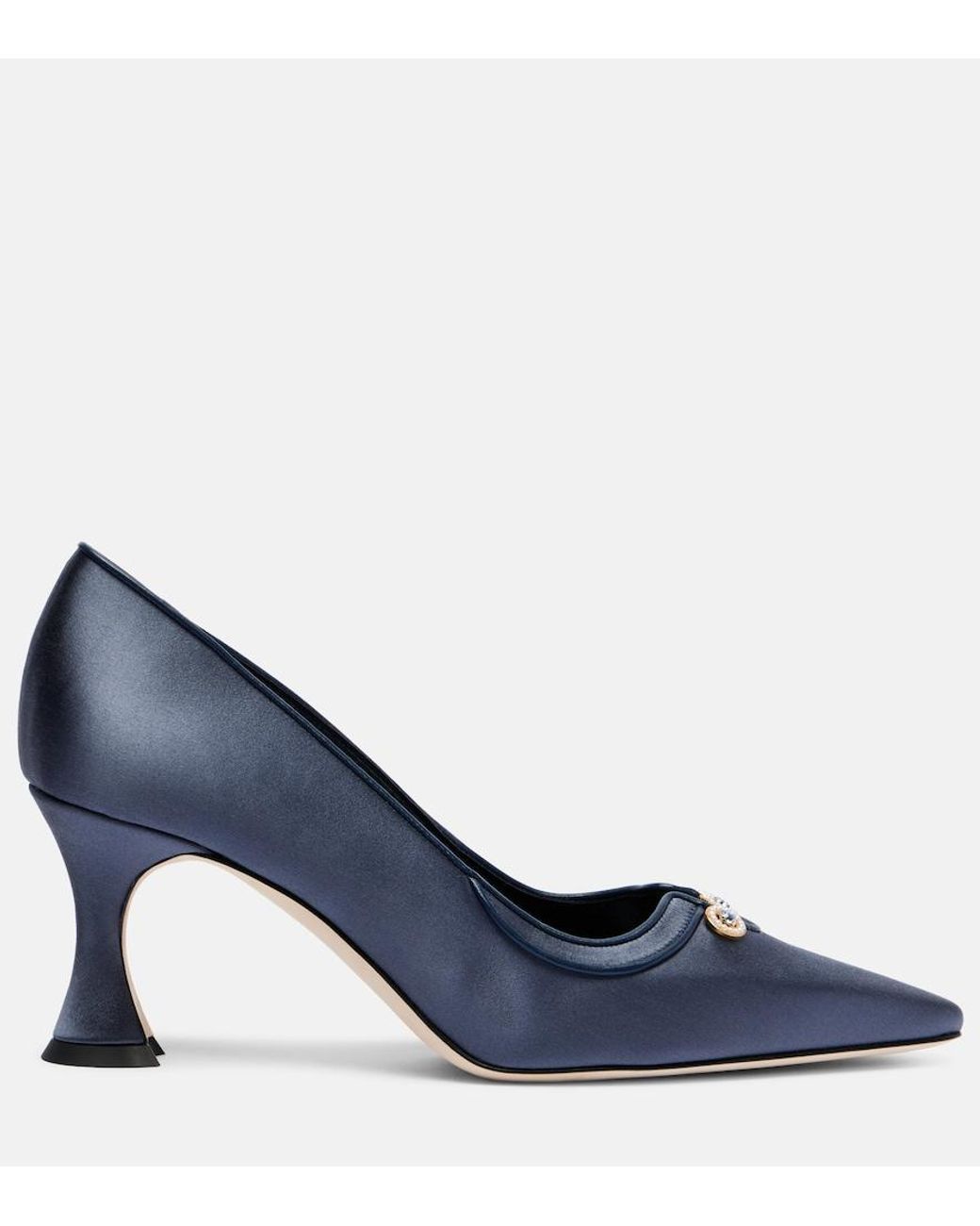 Manolo Blahnik Blue Amala 70 Embellished Satin Pumps