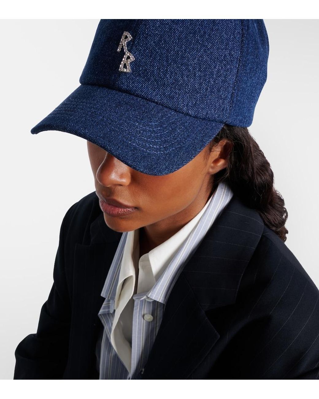 Ruslan Baginskiy Blue Rb Embellished Denim Baseball Cap
