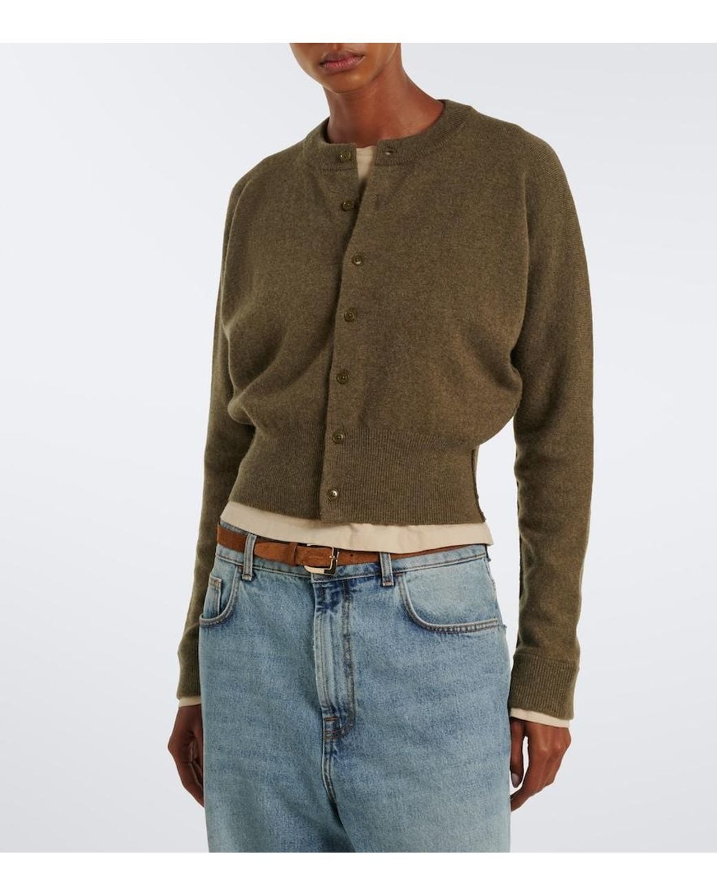 Extreme Cashmere Green N°257 Blouson Cashmere-Blend Cardigan