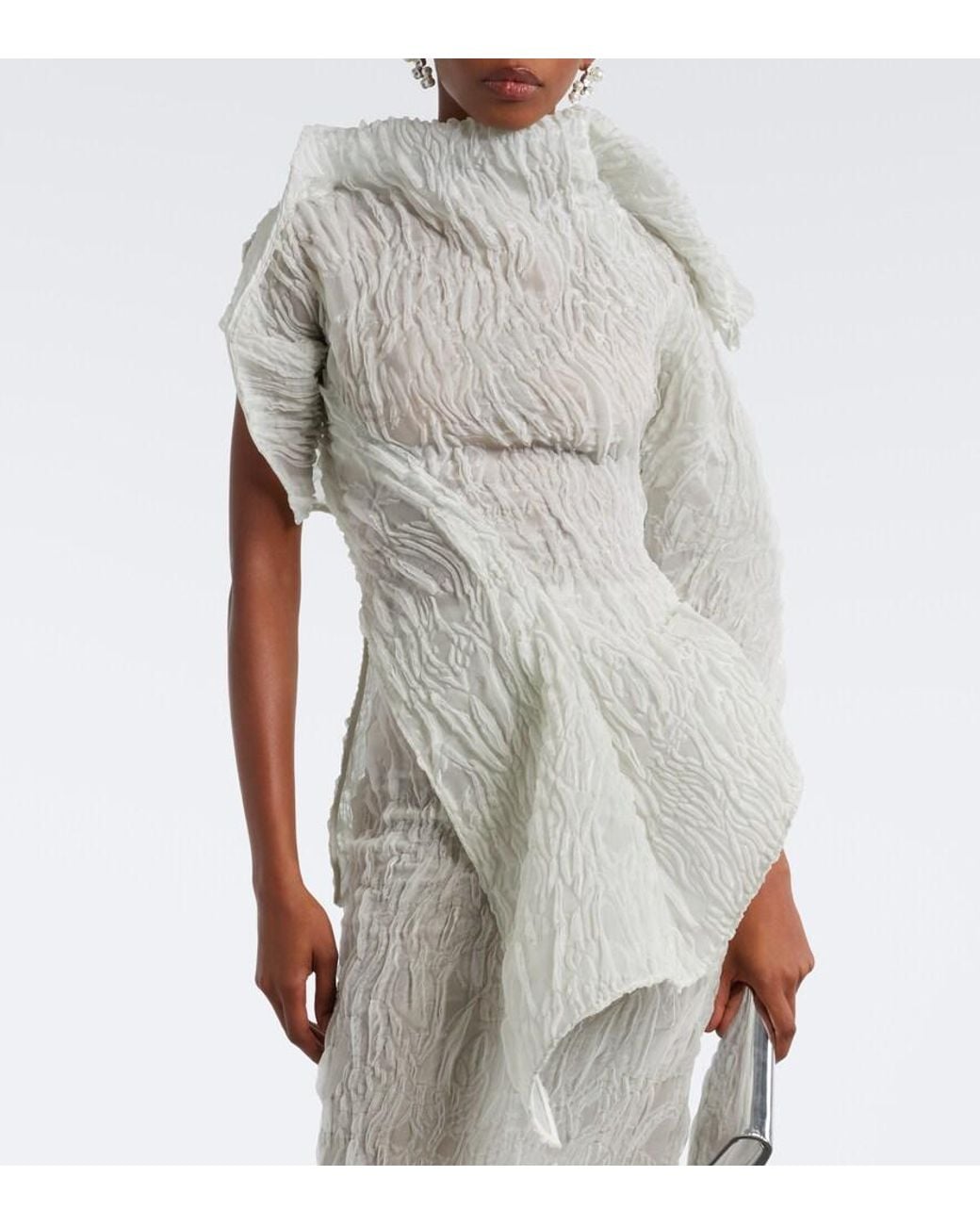 Maticevski White Scintilla Asymmetric Georgette Top