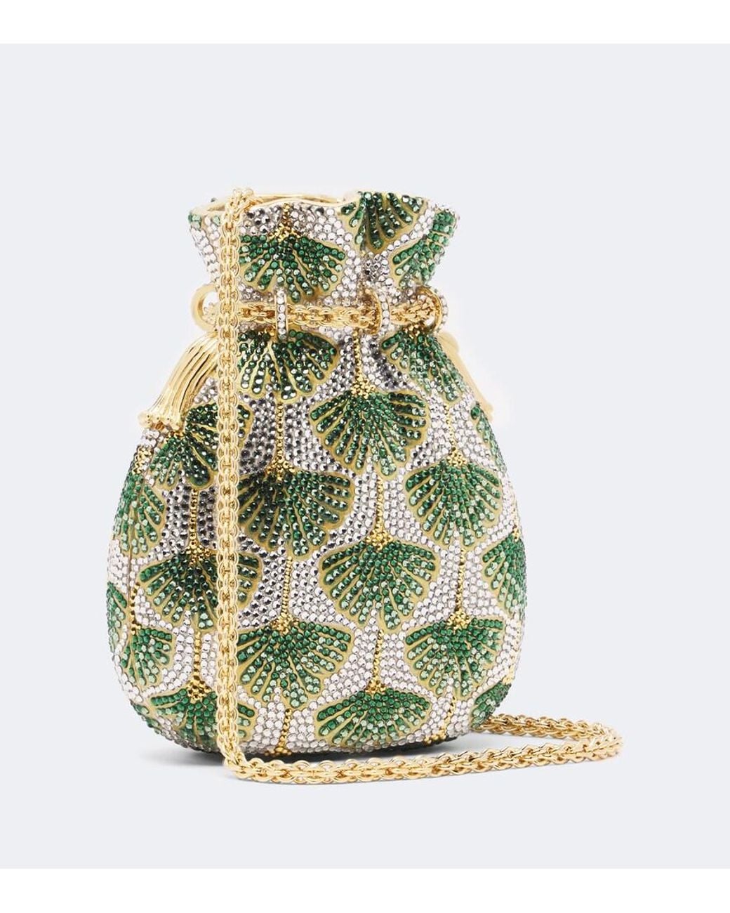 Judith Leiber Green Ginkgo Crystal-Embellished Clutch