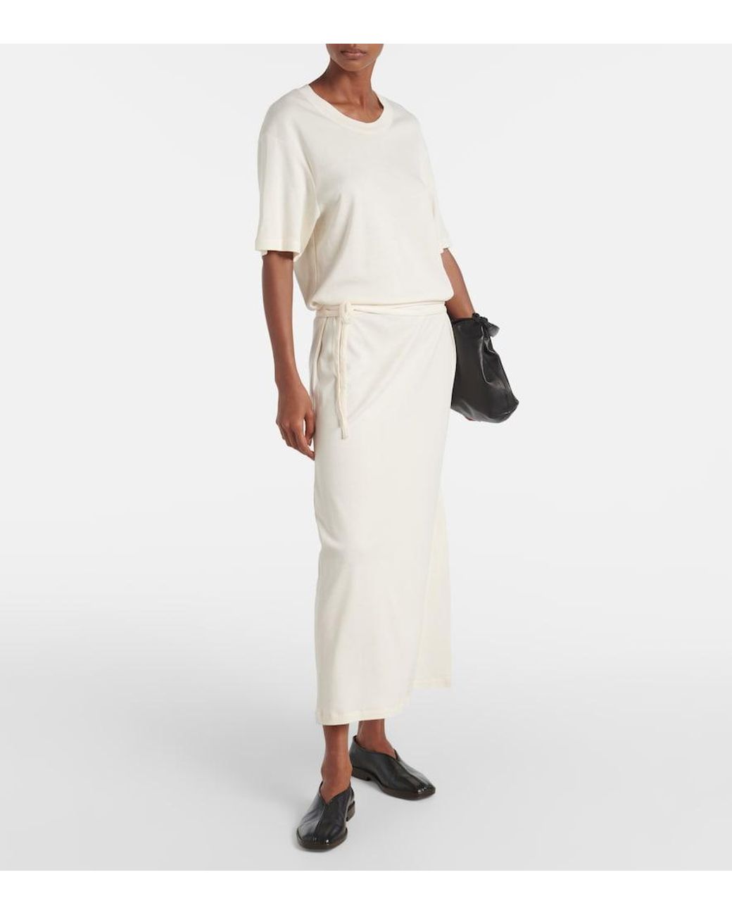 Lemaire Natural Belted Cotton Jersey Midi Dress