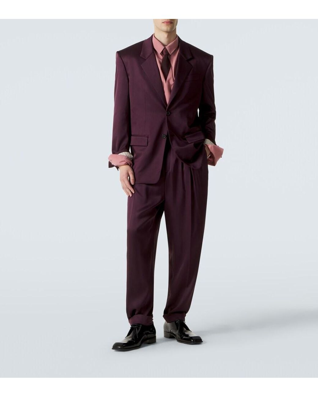 Saint Laurent Purple Silk Suit Pants for men
