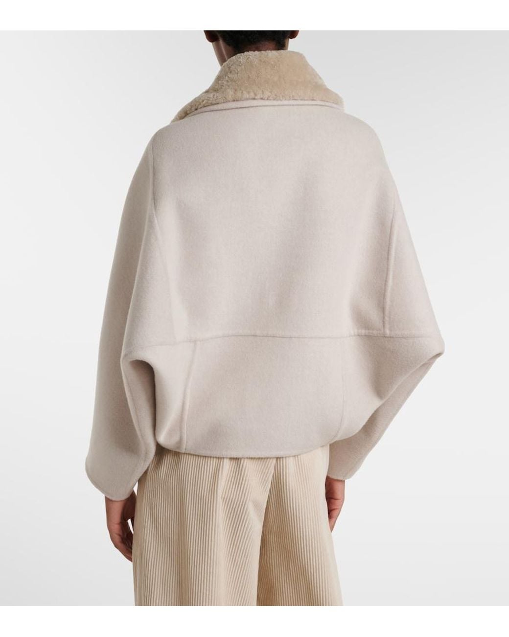 Brunello Cucinelli Natural Shearling-Trimmed Wool And Cashmere Jacket