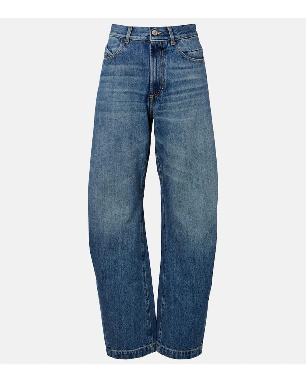 The Attico Blue Mid-Rise Barrel-Leg Jeans