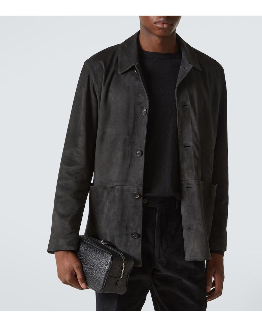 Metier Black Leather Pouch for men