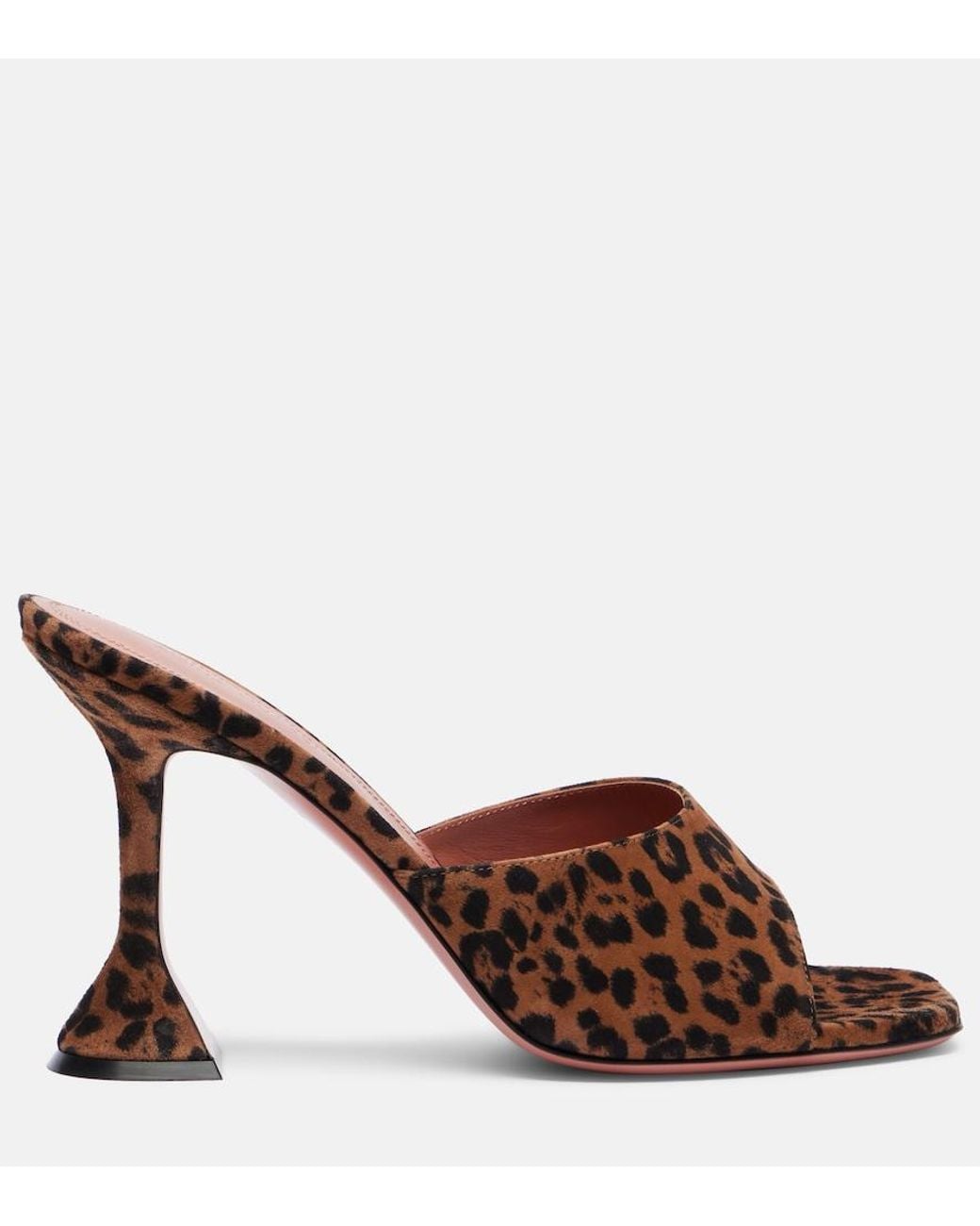AMINA MUADDI Brown Leopard Suede Leather Lupita 95 Slippers