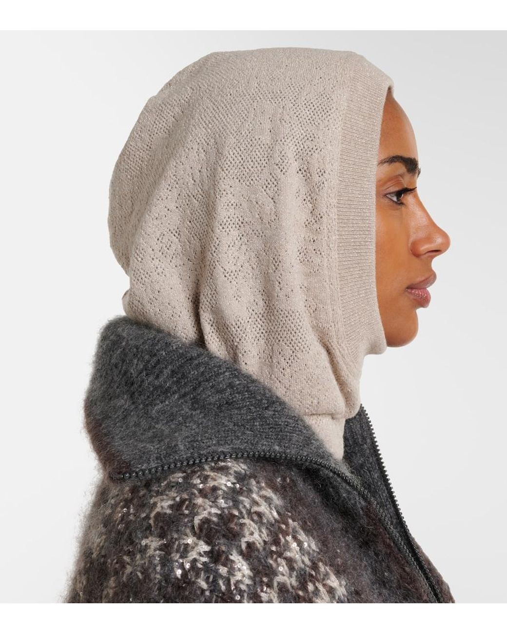 Brunello Cucinelli Natural Knitted Balaclava