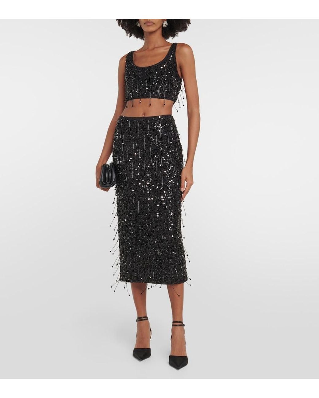 Jonathan Simkhai Black Gisele Midi Skirt