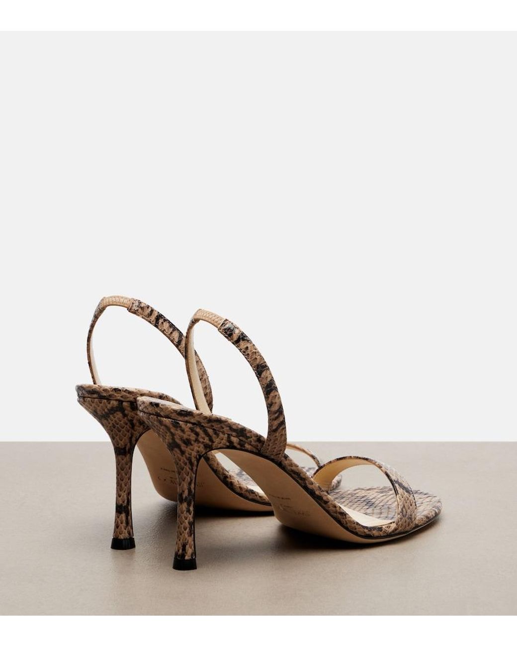 Jimmy Choo Metallic Jenn Snake-Effect Leather Slingback Sandals
