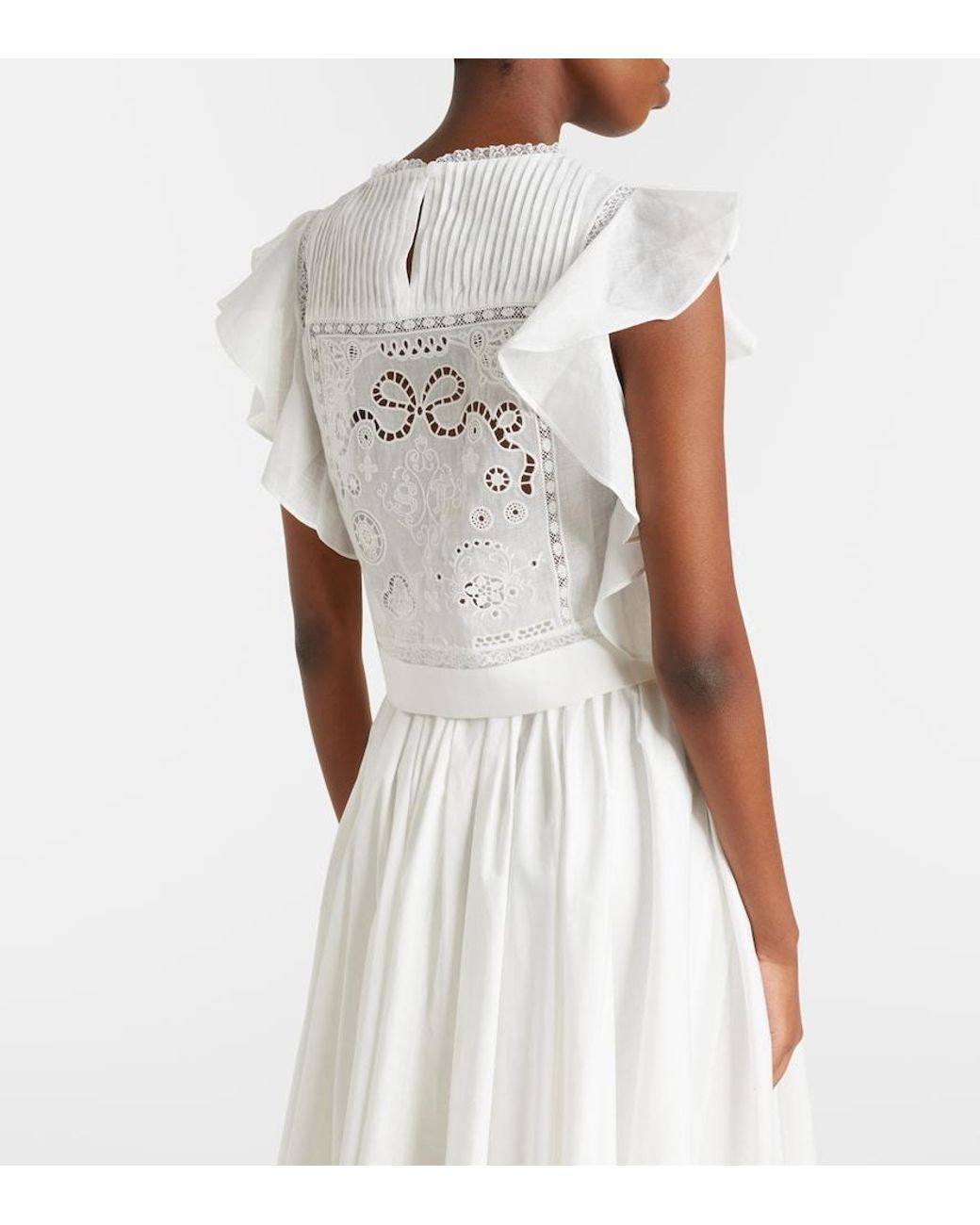 Self-Portrait White Embroidered Ruffled Top