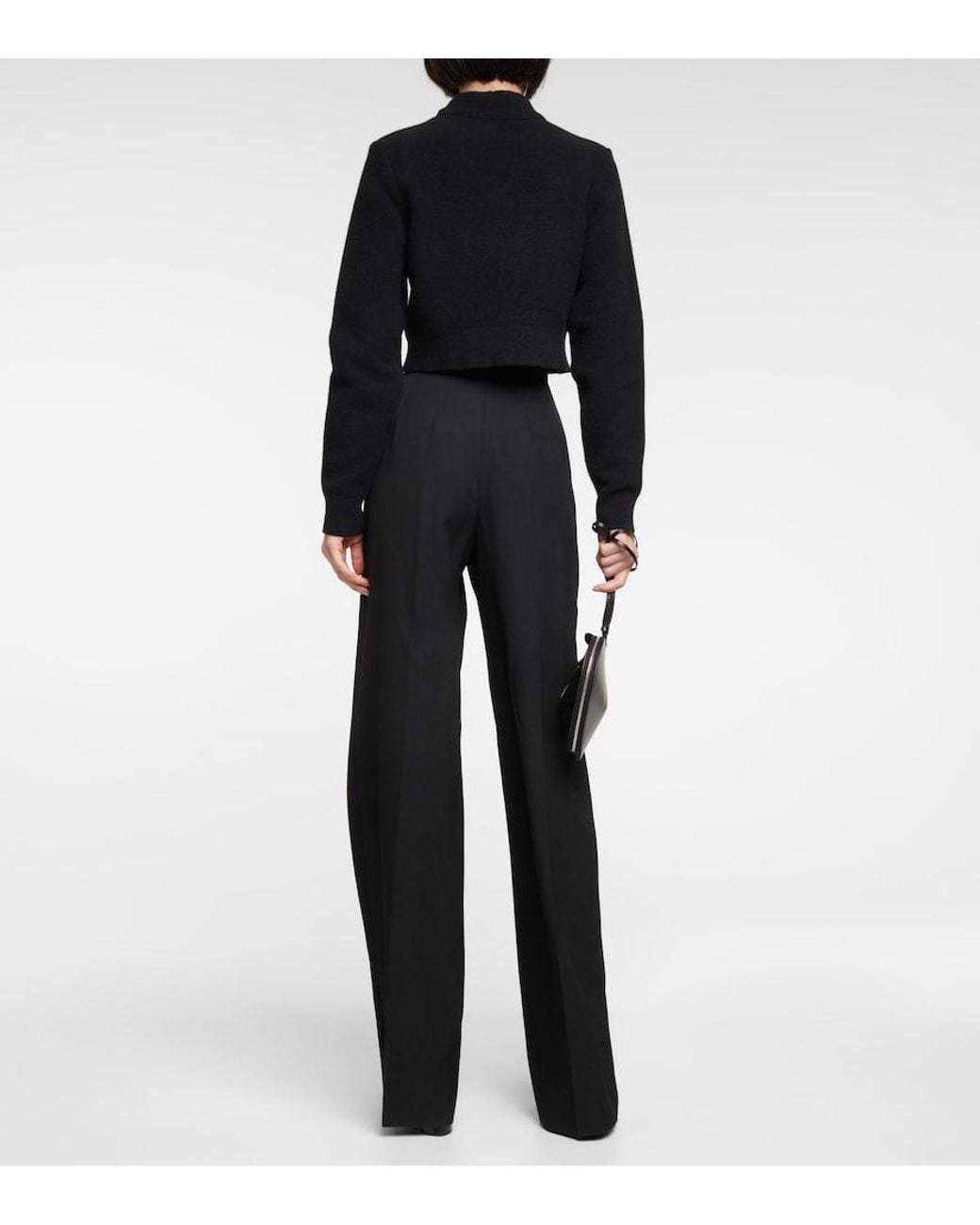 Alaïa Black Keyhole Virgin Wool Cropped Sweater