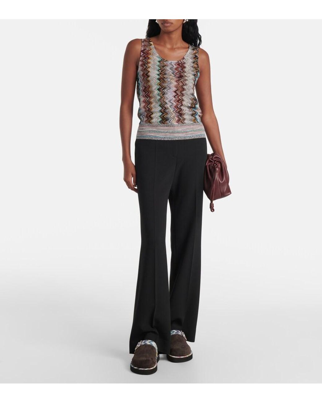 Missoni Brown Zigzag Suede Clogs