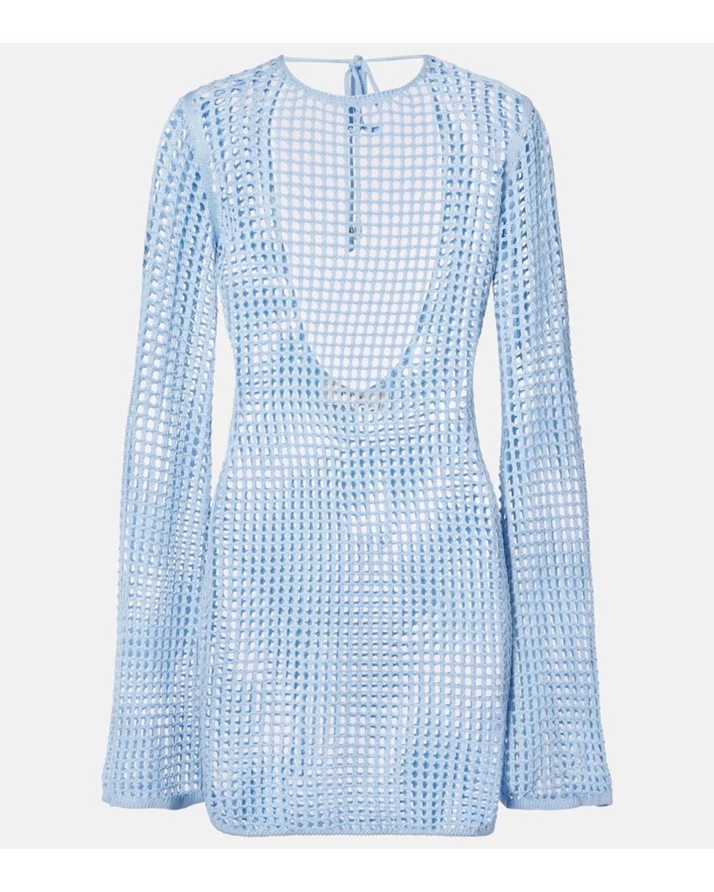 Bananhot Blue Serena Open-Knit Minidress