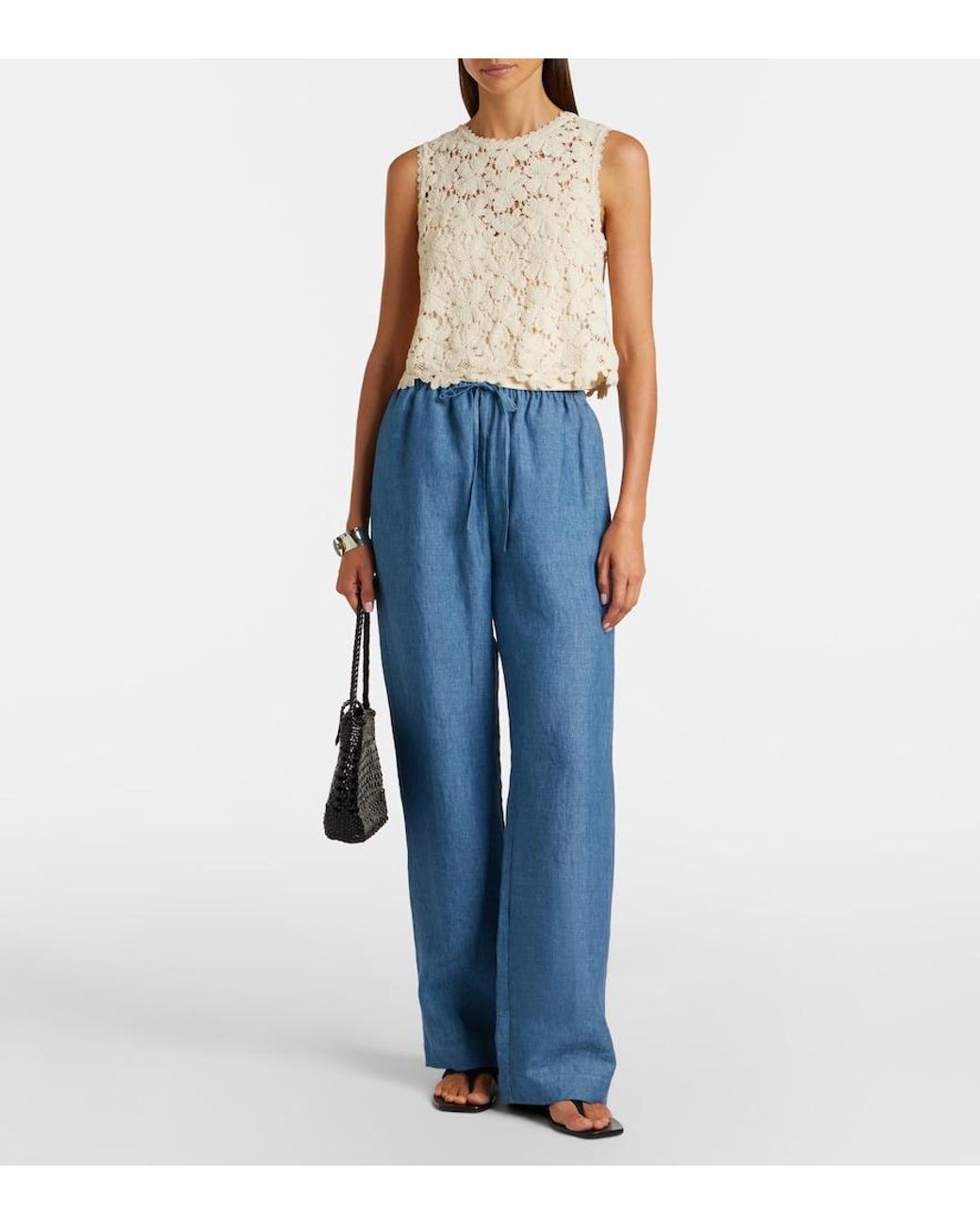 Velvet Natural Simona Cotton-Blend Guipure Lace Top