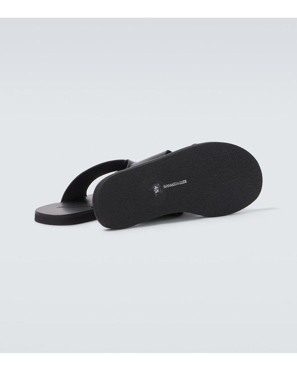 Ancient Greek Sandals Black Bios Leather Sandals for men