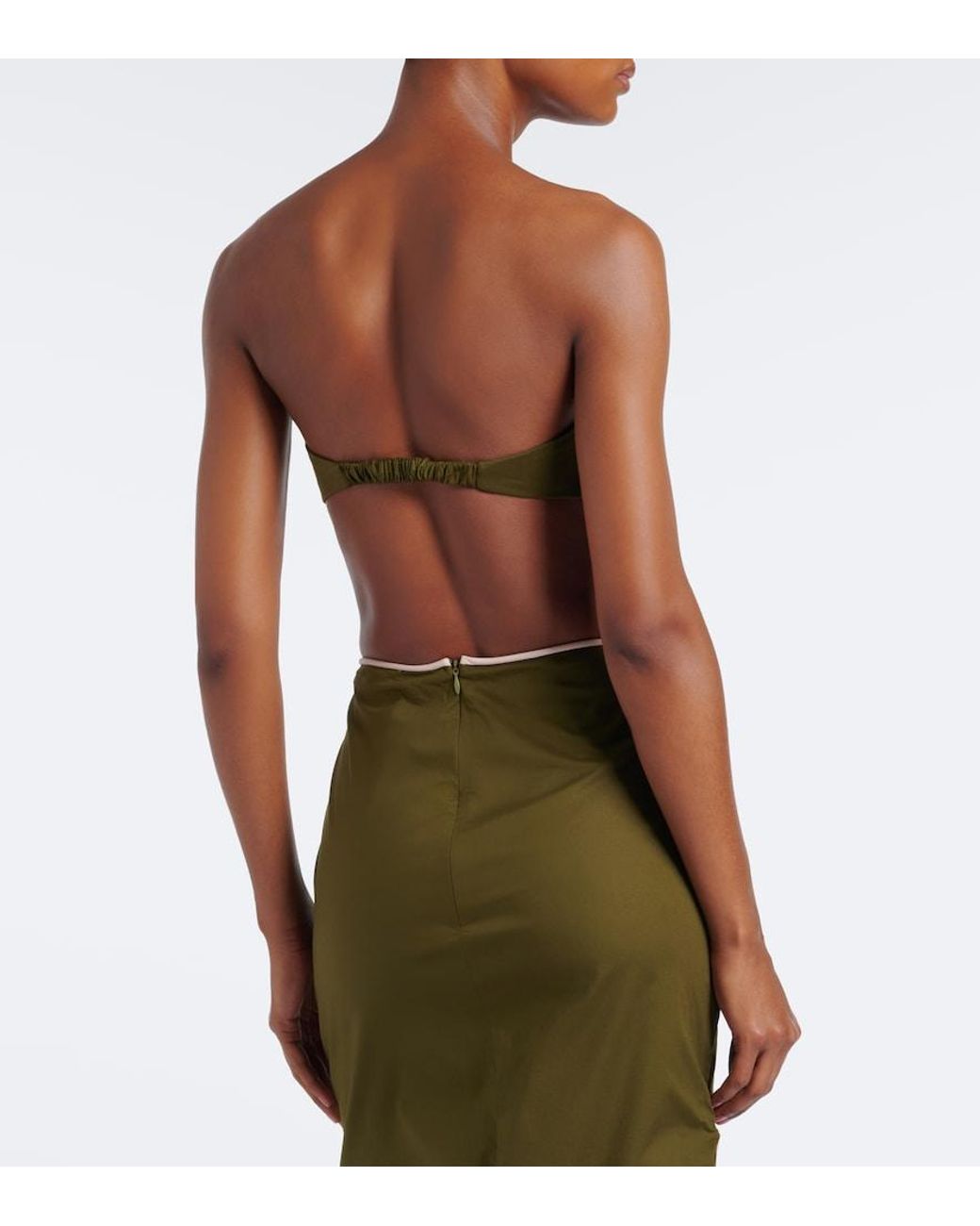Adriana Degreas Green Cotton-Blend Bandeau Top