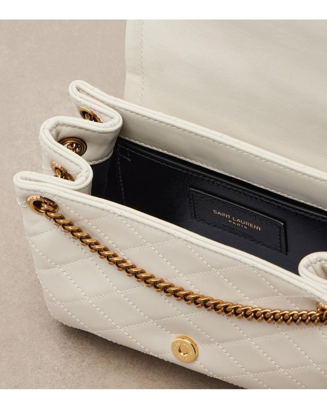 Saint Laurent Natural Nolita Mini Leather Shoulder Bag