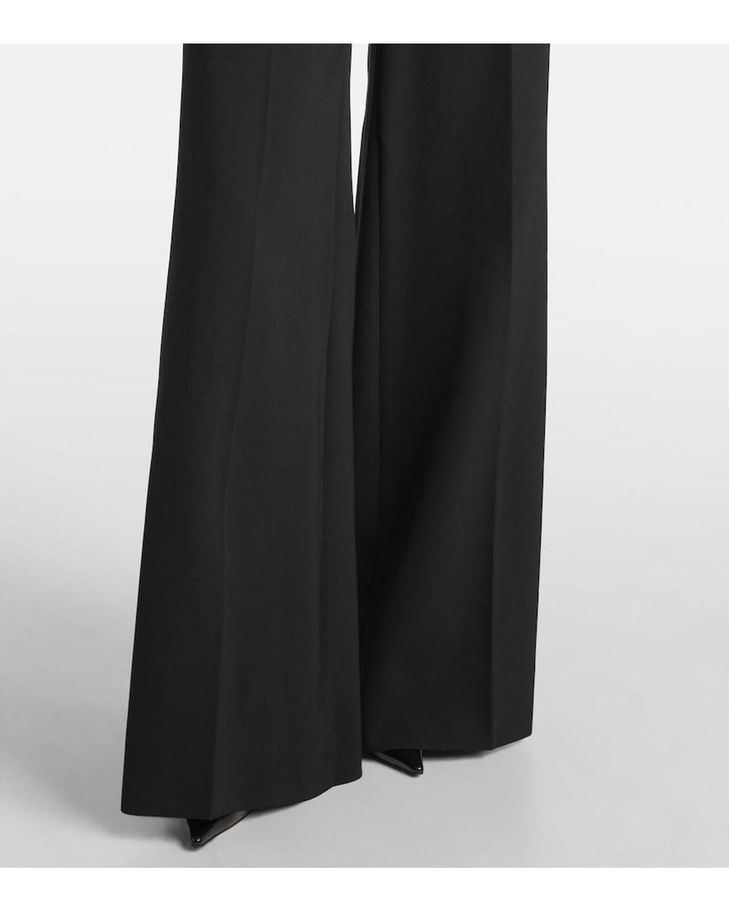 Stella McCartney Black High-Rise Wool-Blend Wide-Leg Pants