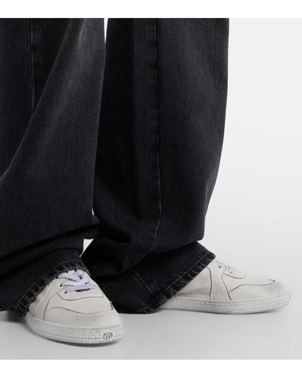 Gucci White Stretch Web Stripe Leather Sneakers