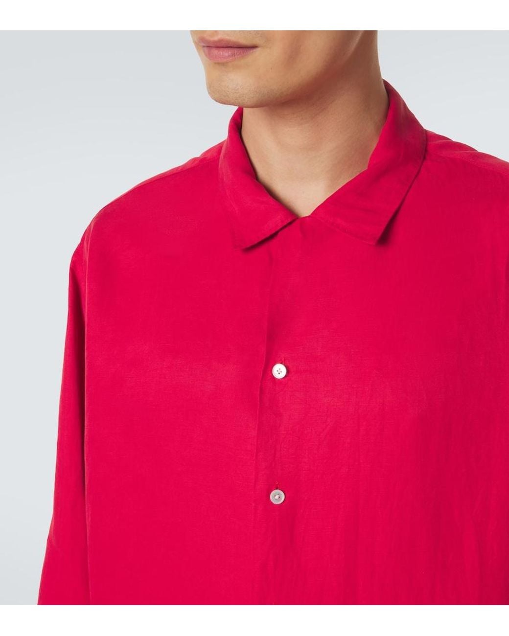 A.PRESSE Pink Vintage Silk And Linen Shirt for men