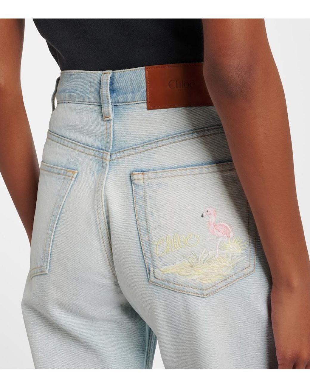 Chloé Gray Faded Wide-Leg Jeans