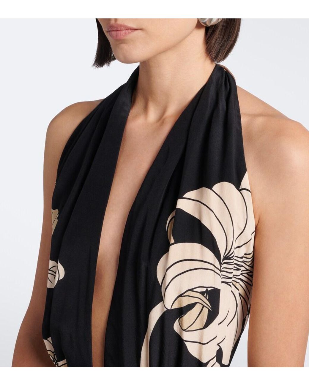 Johanna Ortiz Black New Destiny Floral Silk Maxi Dress