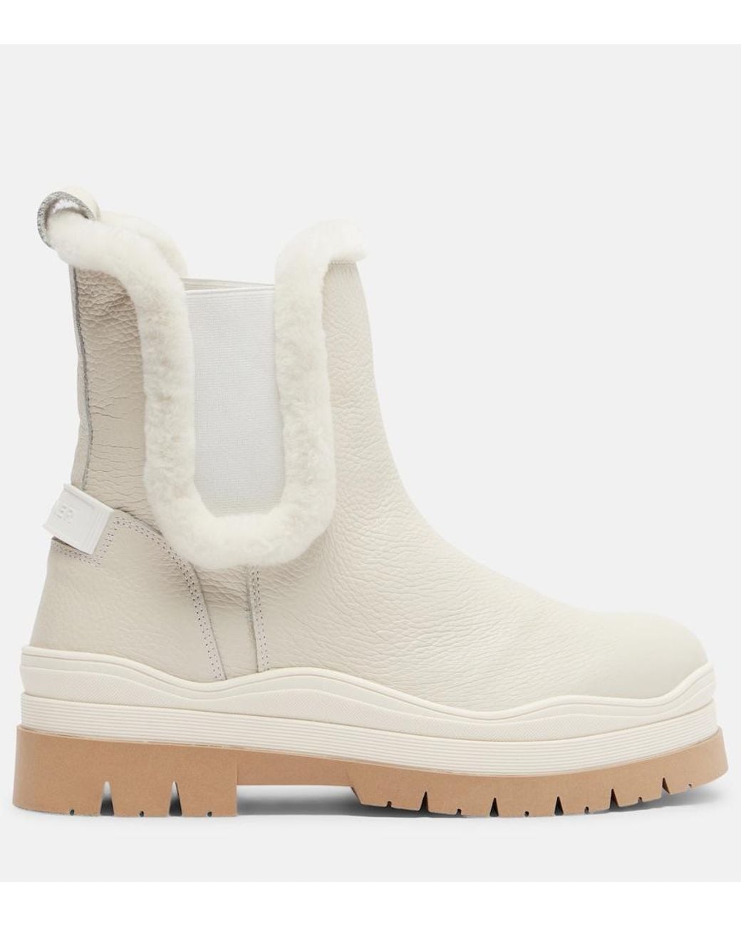 Bogner White Arosa Shearling-Lined Leather Ankle Boots
