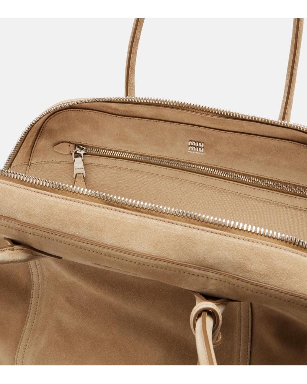 Miu Miu Natural Vivant Large Suede Bowling Bag