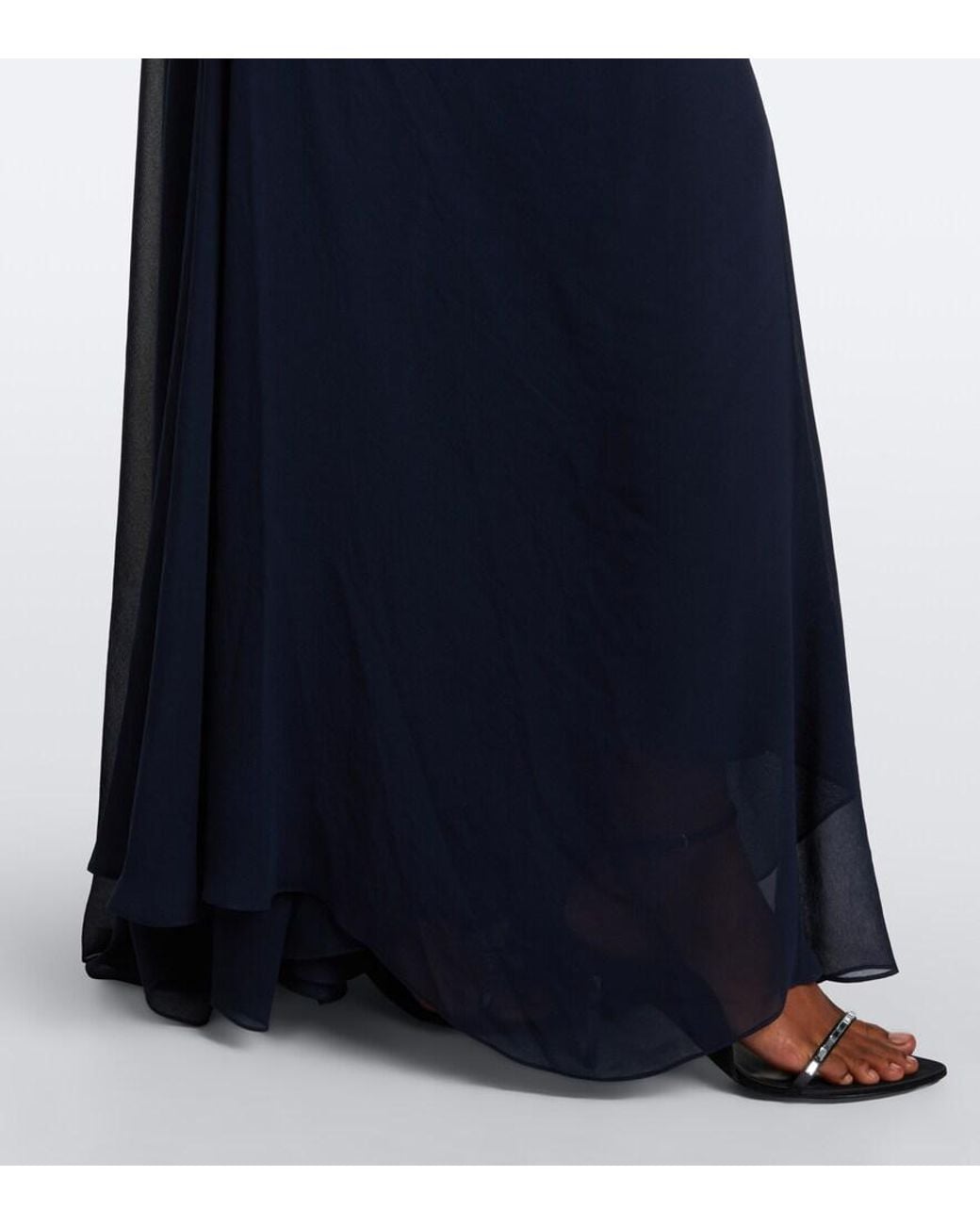 Victoria Beckham Blue Cutout Floral-Applique Silk Gown