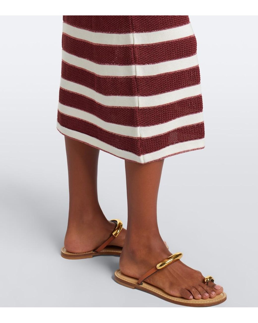 Eres Red Reguliere Striped Cotton-Blend Midi Dress
