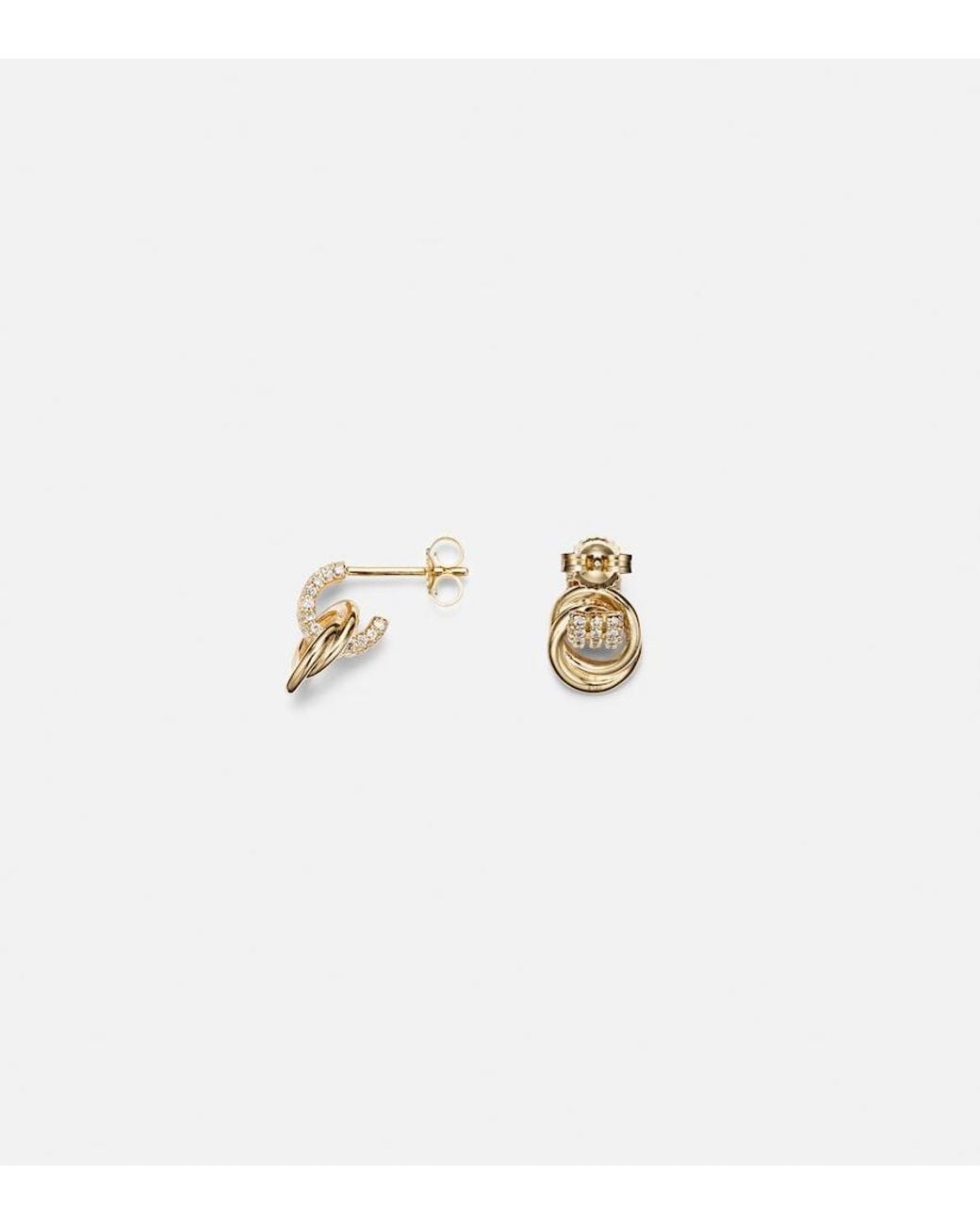 STONE AND STRAND White Forme Knot 14Kt Earrings With Diamonds