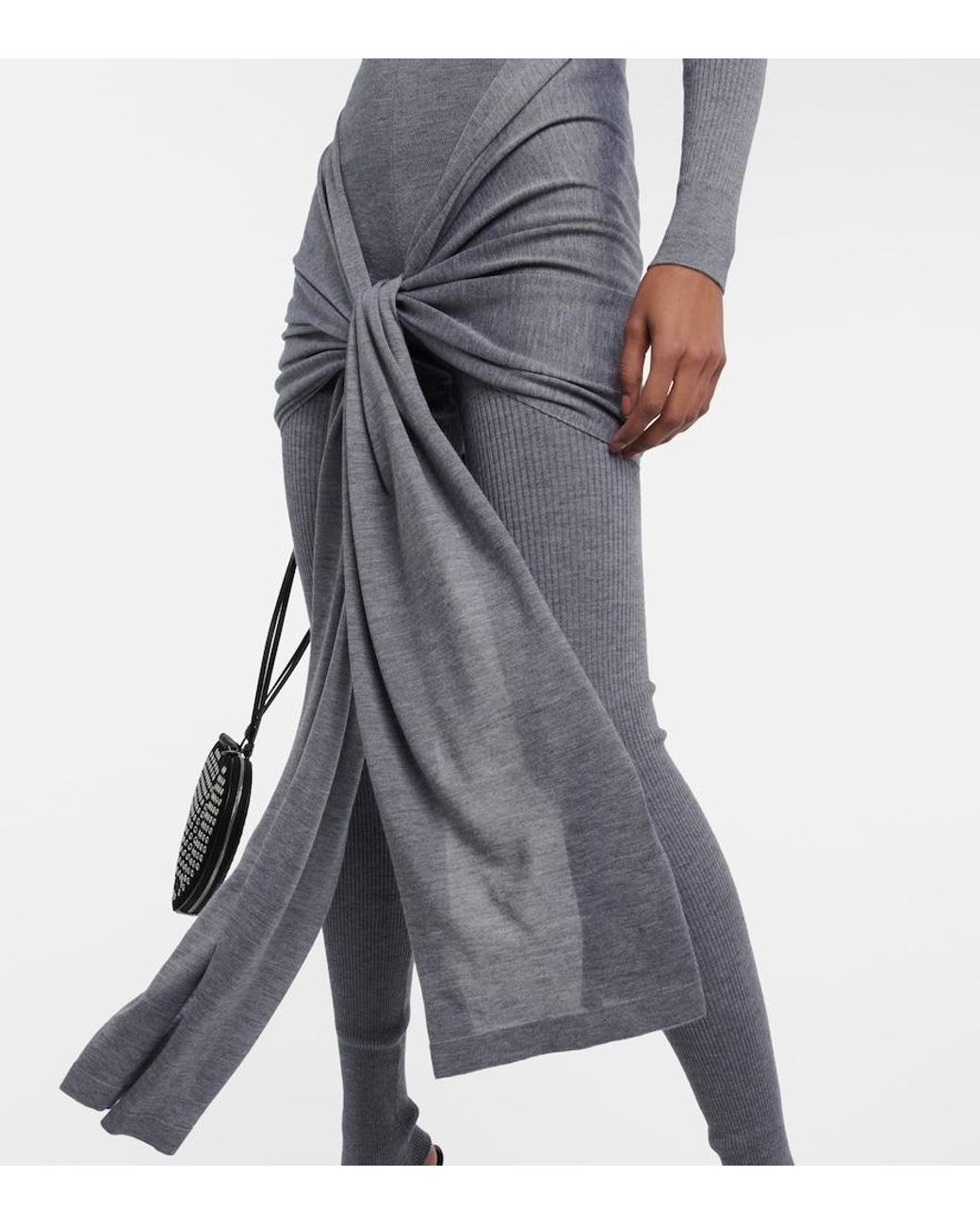 Alaïa Gray Tie-Front Cashmere And Silk Turtleneck Sweater