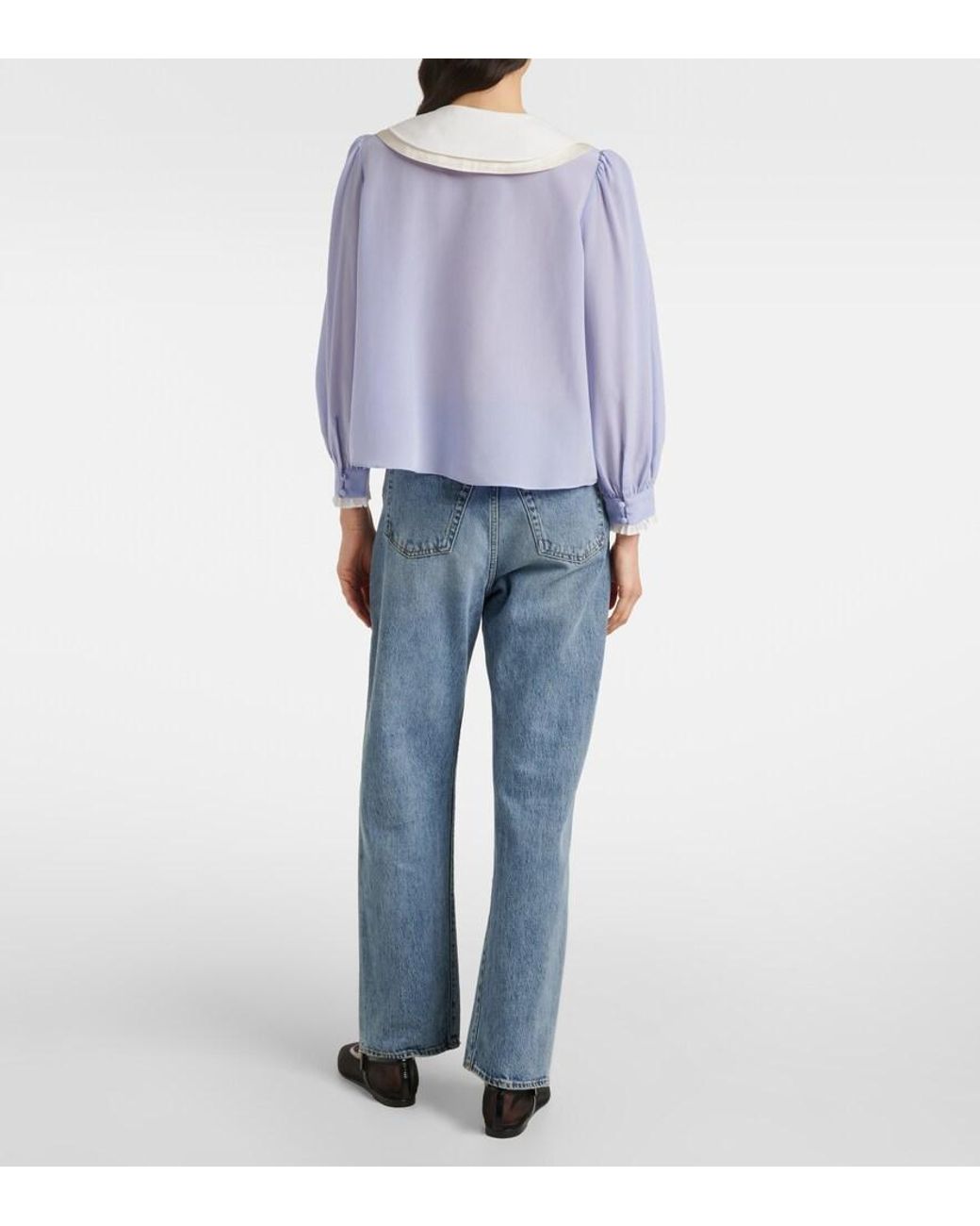 Rixo Blue Eimer Silk Top
