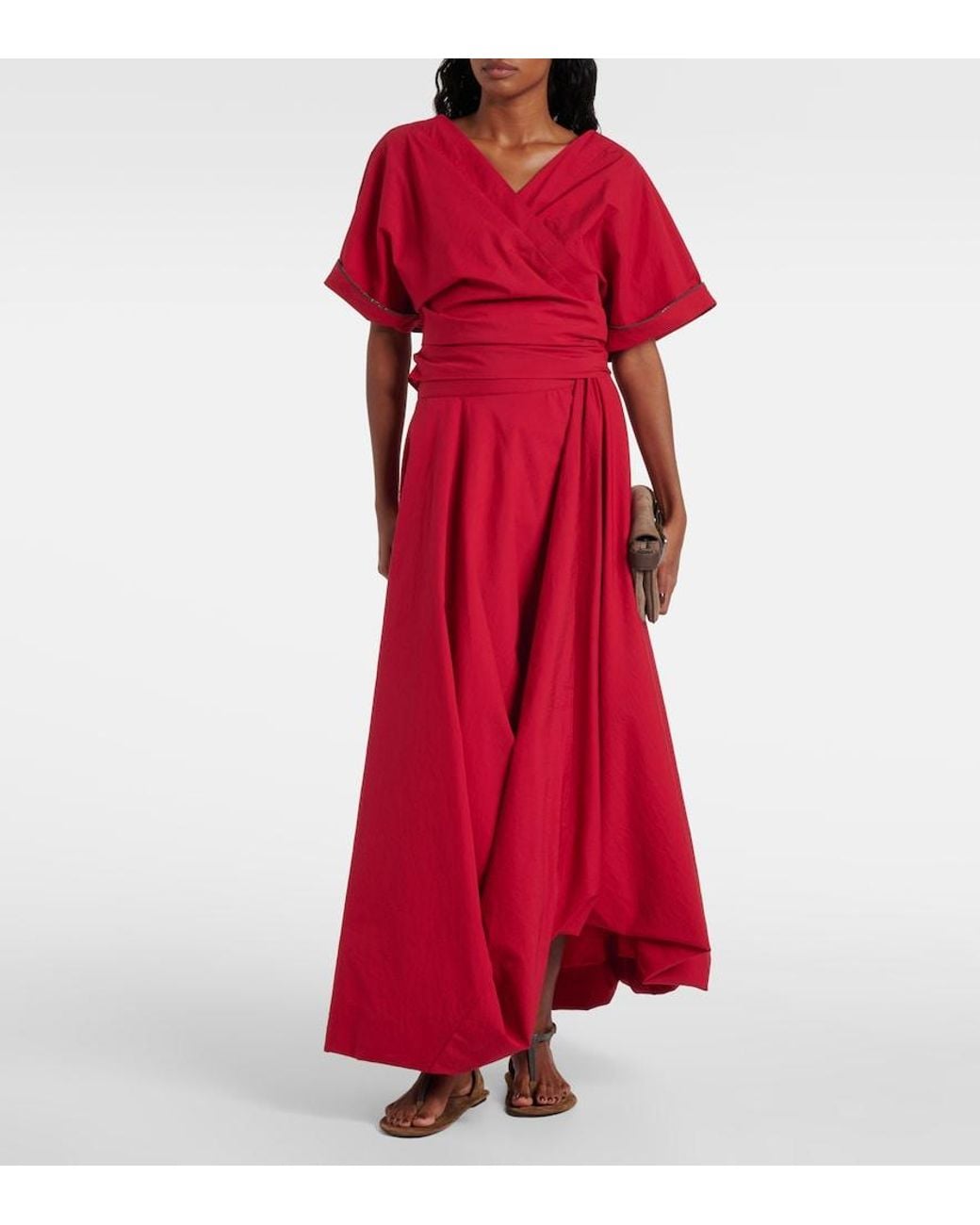 Brunello Cucinelli Red Cotton Skirt