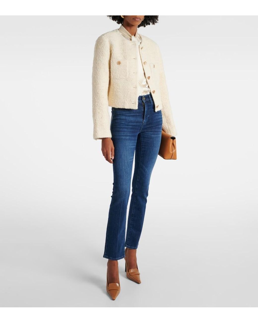 FRAME Natural Cropped Cotton And Wool Jacket