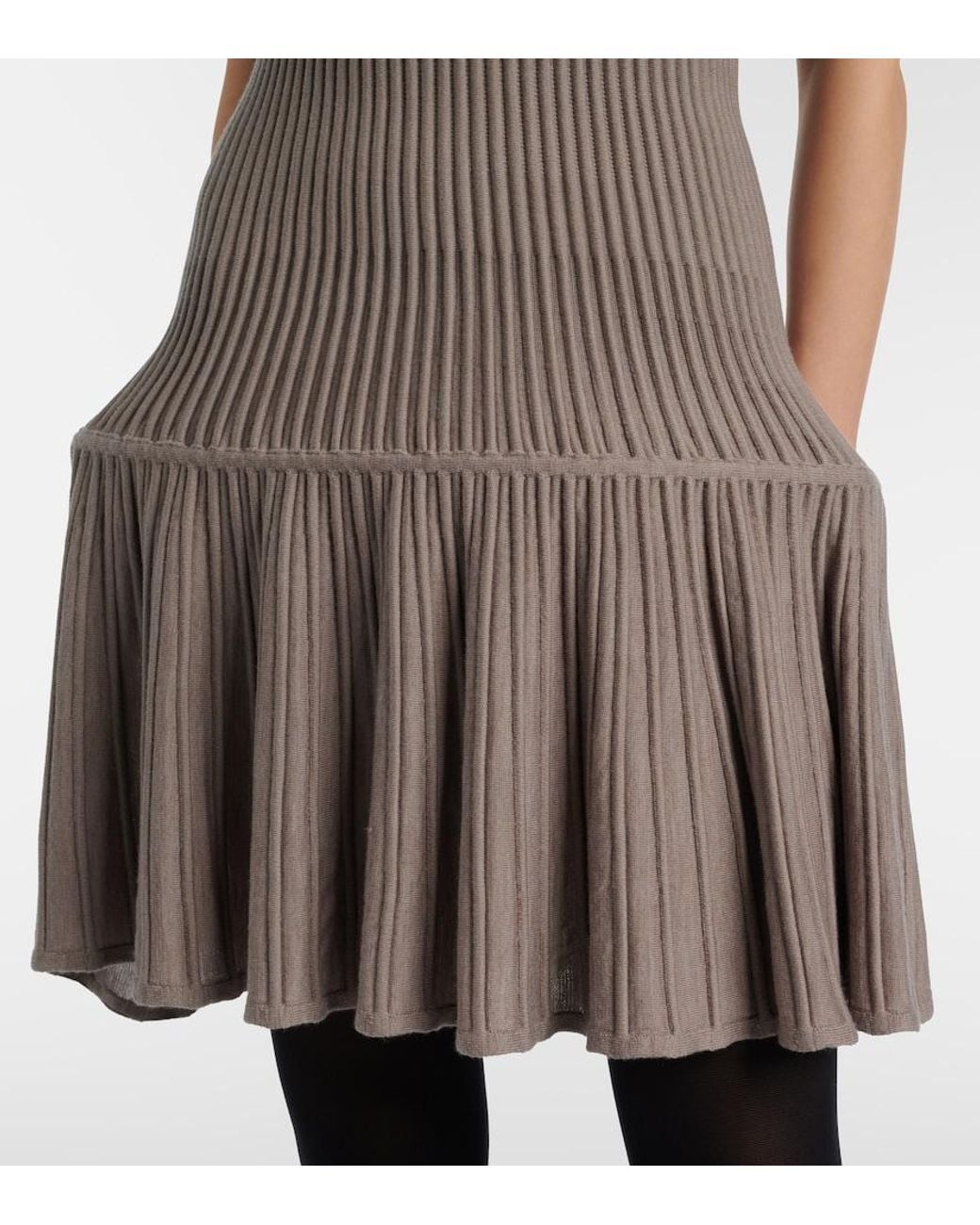 Alaïa Gray Ribbed-Knit Wool-Blend Minidress
