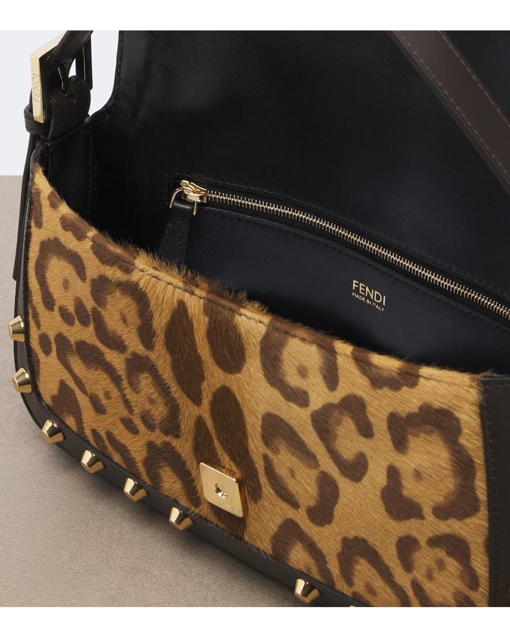 Fendi Metallic Baguette 26424 Calf Hair Shoulder Bag