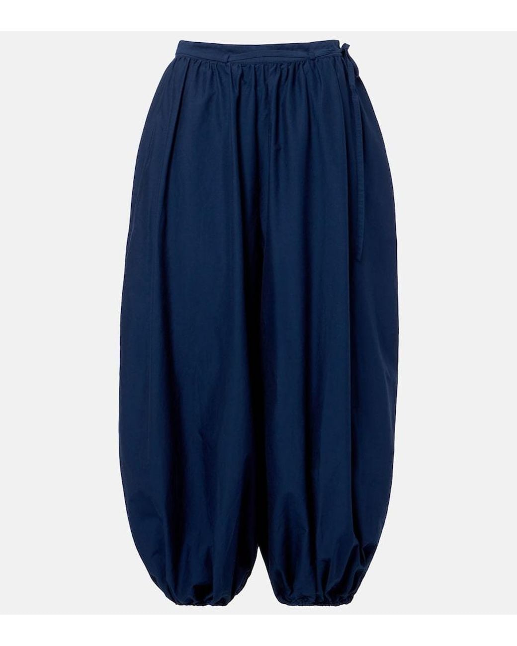 Polo Ralph Lauren Blue Belted Cotton And Silk Balloon Pants