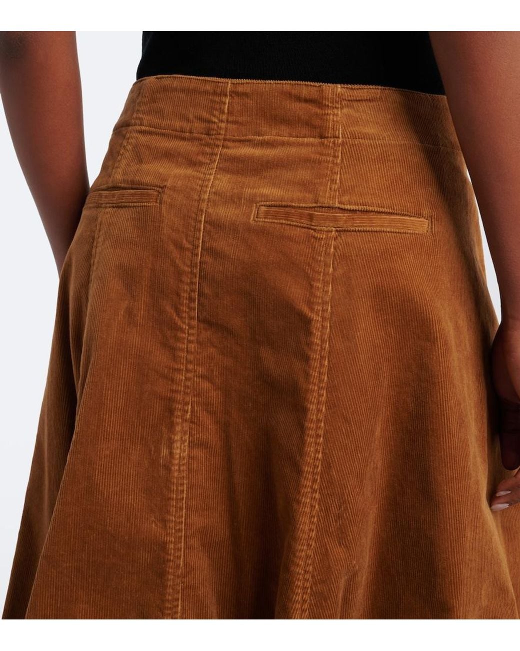 Polo Ralph Lauren Brown Cotton Corduroy Midi Skirt