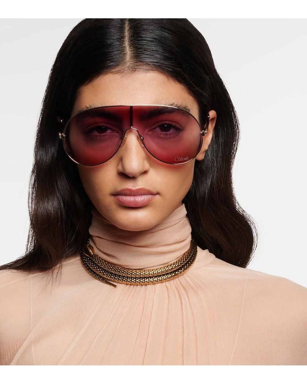 Chloé Pink Aly Shield Sunglasses