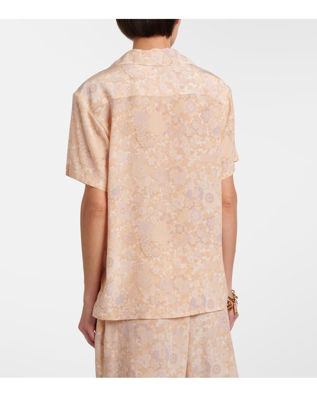 Chloé Natural Floral Silk Bowling Shirt